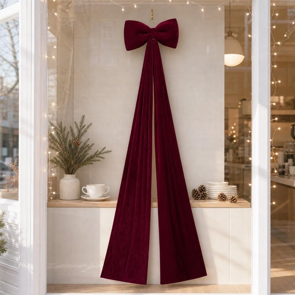 DIY Xmas Tree Topper Bows Solid Color Giant Ribbon Bowknot Large Christmas Bowknot Wall Decor