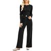 Women's 2 Piece Solid Color Casual Sportswear Long Pants Set