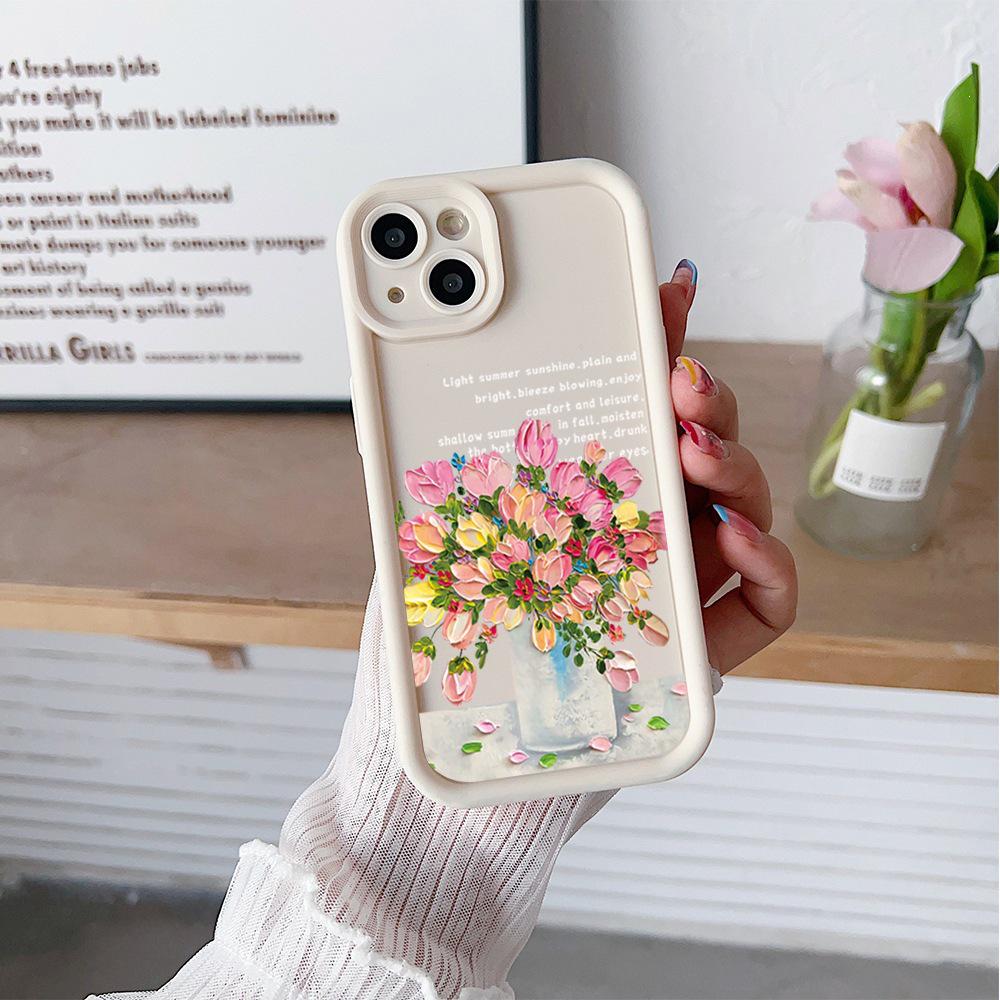 Colorful Floral Soft Phone Case for Apple 12/13/14/15 Pro Max — Full Coverage, Drop-proof, Creative Design