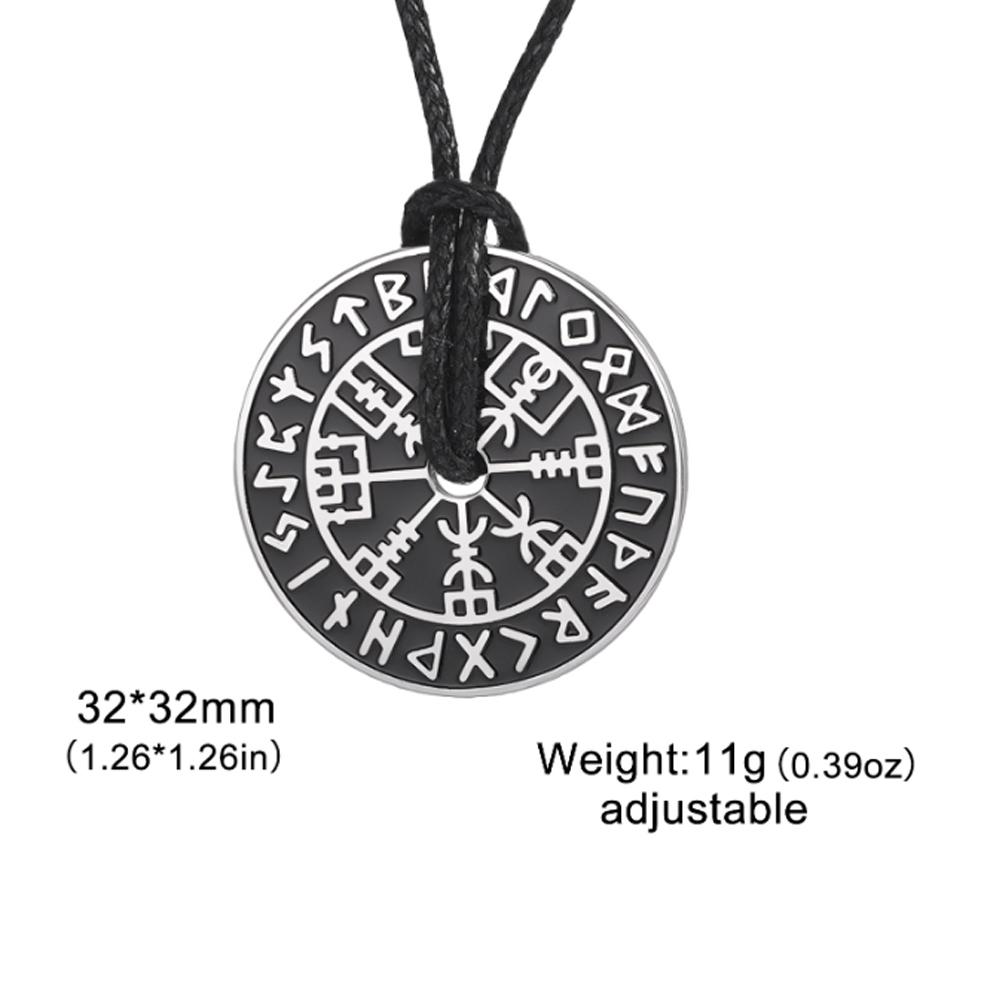 Dawapara Vegvisir Compass Necklace Double Sides Icelandic Strength Protection Amulet Stainless Steel Jewelry