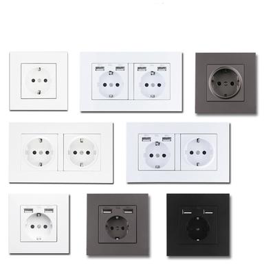 16A European Standard Γερμανικό πάνελ τοίχου USB Κρυφό Διπλό European Double European Standard Γερμανική τυπική πρίζα ρεύματος