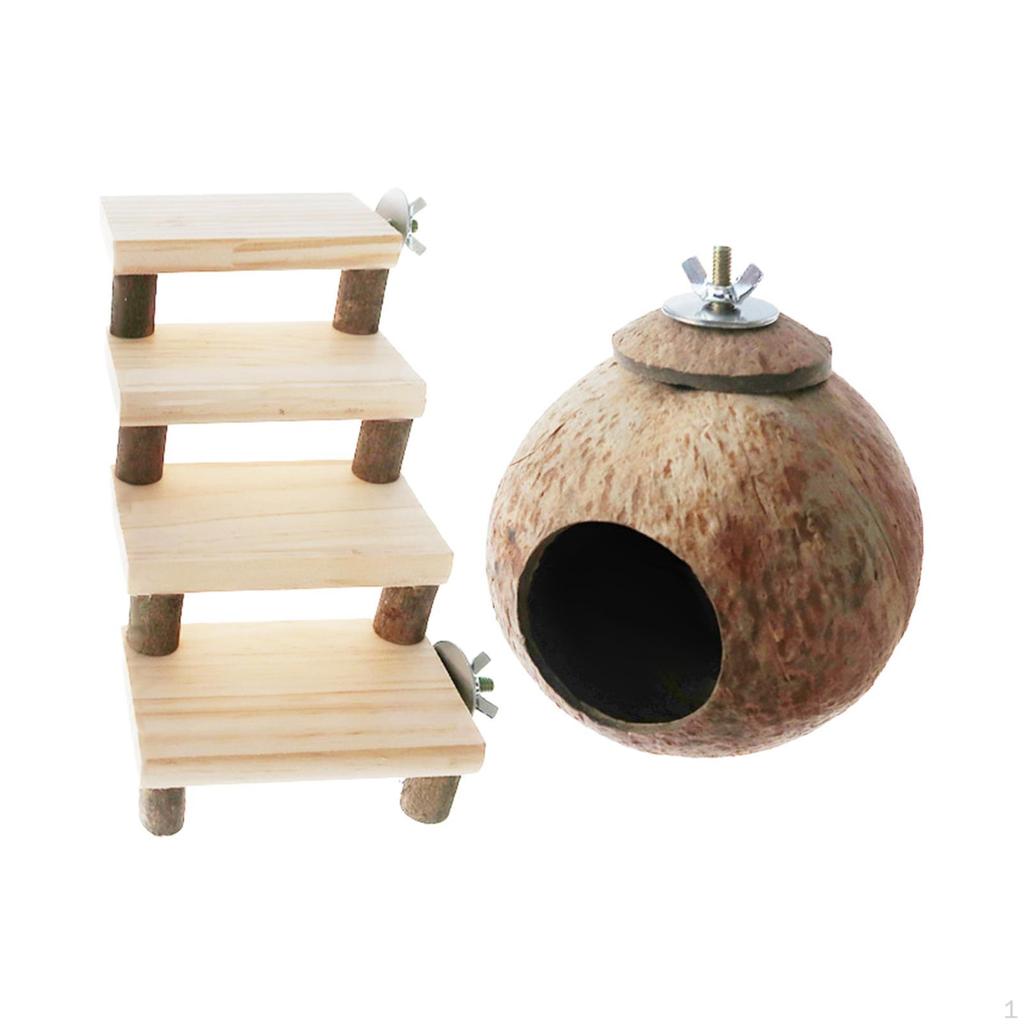 Kokosnuss-Hamsterhaus, Versteck, Spiel- und Laufkäfig-Zubehör, Dekoration für den Lebensraum kleiner Tiere