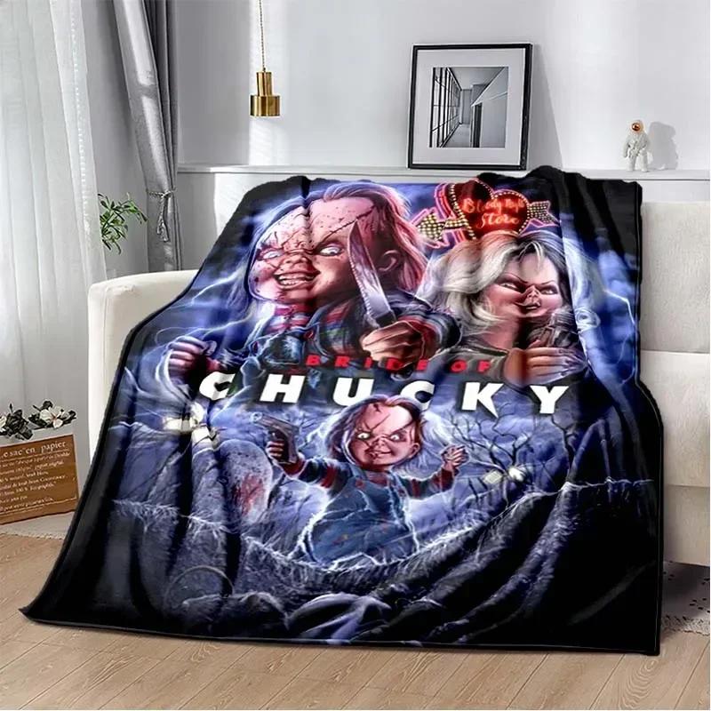 3D Horror Movie Character Chucky Saw Cartoon Area Blanket Fashion Soft Cozy Living room Bedroom Sofa Bed Travel Blanket