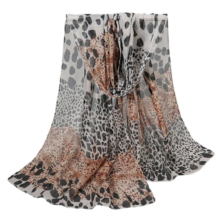 

Sheer Leopard Print Head Scarf Soft Breathable Shoulder Wrap Neck Scarf for Femsle Spring Summer with Sun Protections= колір світло кави