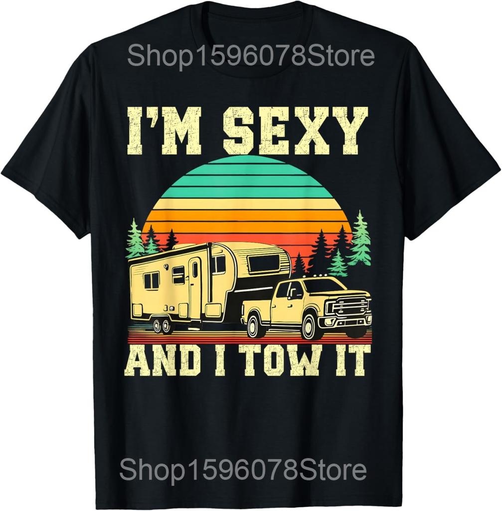 Modo Acampamento Engraçado Ligado Campista Feliz Camisetas de Acampamento Homens Algodão Humor Streetwear Camiseta Manga Curta Unissex Roupa Solta