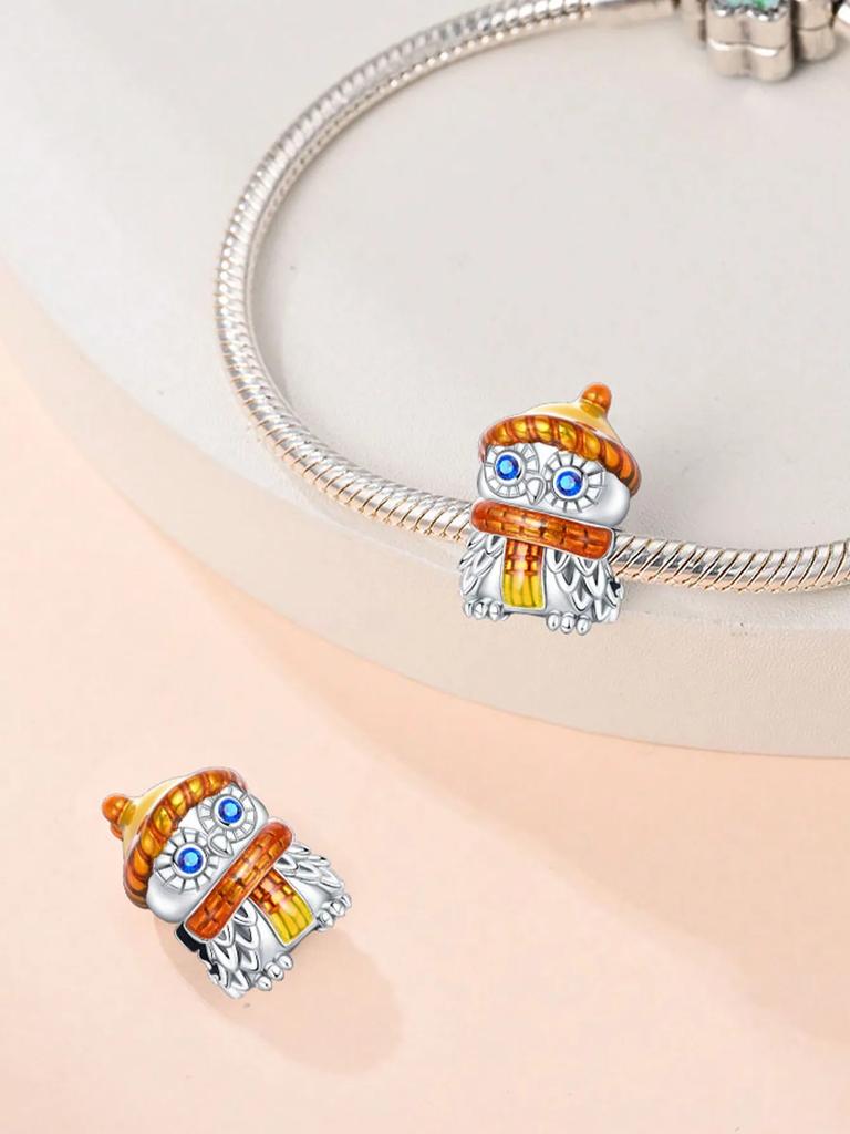 Charm Plata Copper Colors Autumn Owl Squirrel Bead Charms Pendants For Genuine Bracelets For Women DoItYourself Jewellery Love Gifts
