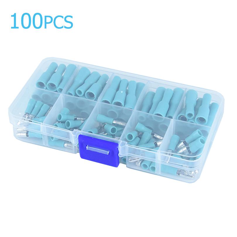 

100PCS Жіночий і Чоловічий обжимний кульовий термінал Термінали Набір автомобільних роз’ємів для проводів у червоному синьому жовтому зеленому чорному кольорі