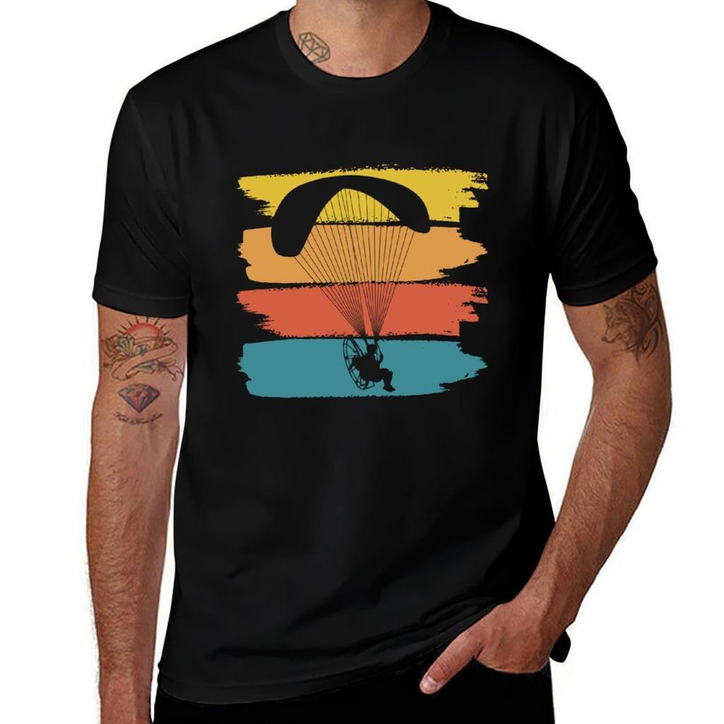 Vintage Paramotor Retro Paramotoring Ppg Parachuting Pilot Tshirt T Shirt Unisex Plain Tshirt
