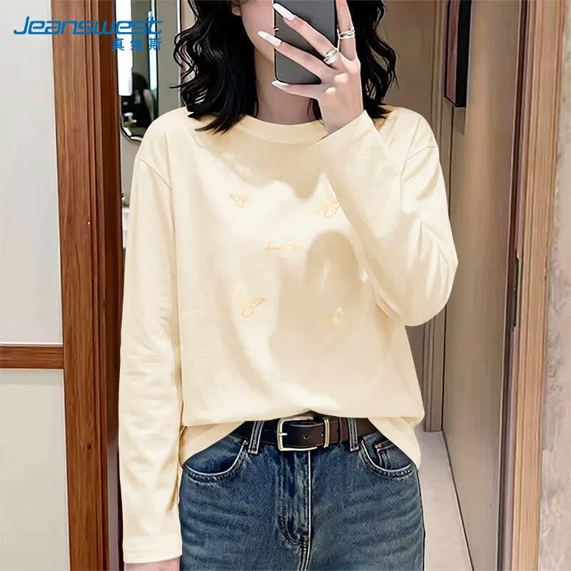 Jeanswest Women's Butterfly Print Loose Fit Long Sleeve T-Shirt