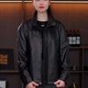 New men's vertical leather jacket autumn and winter new velvet thermal locomotive jacket middle-aged dad leather jacket men's thick