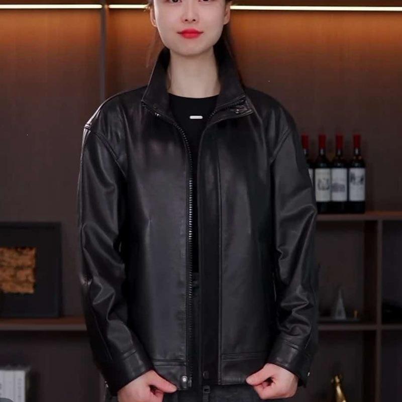 New men's vertical leather jacket autumn and winter new velvet thermal locomotive jacket middle-aged dad leather jacket men's thick