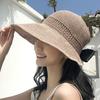 New Knitted Empty Top Hat Female Summer Sunscreen Bow Big Hat Straw Hat Outdoor Sun Hat