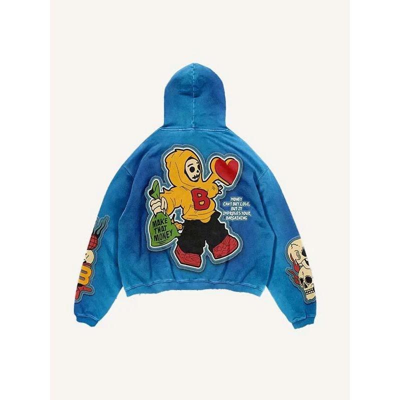Spring and Autumn American Retro Skull Skull Skeleton Series 3D Digital Printing Trend Hoodie Sweater