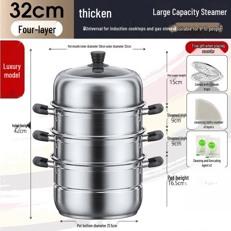 Multi-functional 304 Stainless Steel Steamer Pot