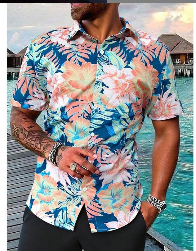 Spring and summer new fashion men's clothing men's short-sleeved shirt top cardigan source factory quick-drying short sleeves