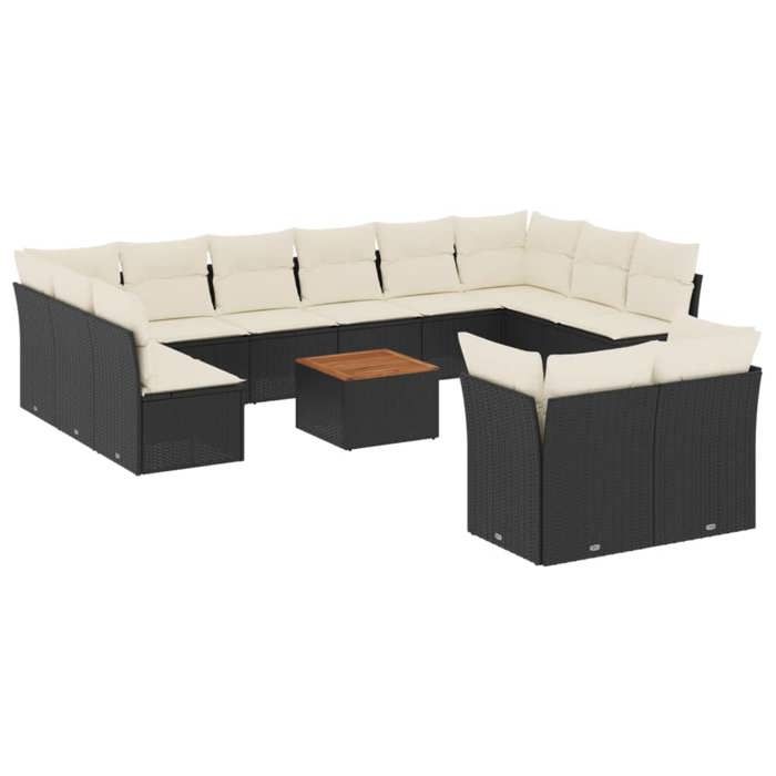 VidaXL Garden Lounge Set with Cushions 13 Pcs Black Braided Resin 3223914