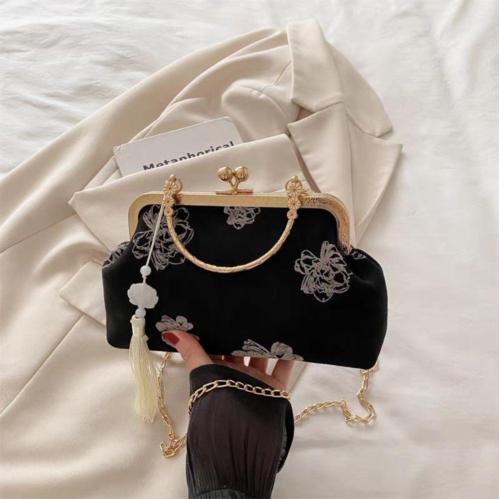 Flower Pattern Embroidery Banquet Bag Elegant Ladies Shell Bag Chinese Style Handbag  Women