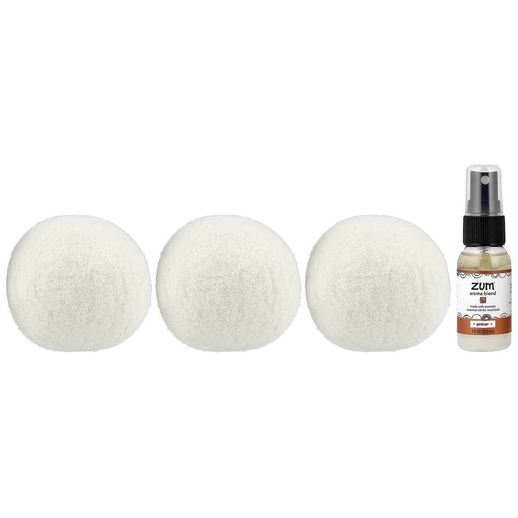 Wolle Trocknerbälle, Aroma-Mischung, Amber, Enthält 3 Wolle Bälle und 1 Aroma-Mischung, 8.5 Oz