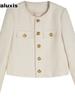 Spring/Autumn New High-End Fashion Round Neck Short Cardigan for Women, Petite French Tweed Elegant Top