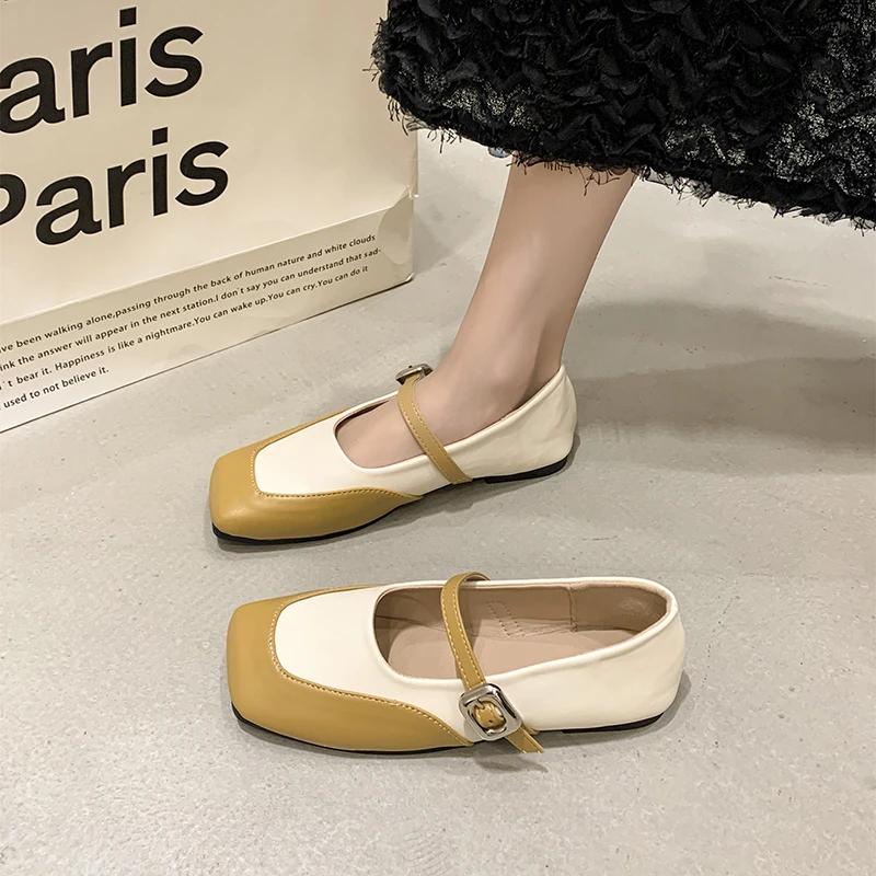 Fashion French Mary Jane Soft Sole Shoes for Women's 2024 Autumn New Women Square Head Shallow Mouth Single Shoes Fashion High Heels