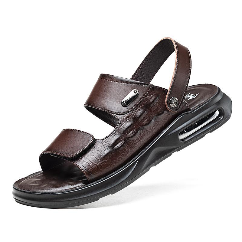 

Модный бренд Кожаные сандалии Мужские Повседневные Пляжные туфли Воздушная подушка Противоскользящие Спортивные сандалии Уличные Повседневные Мужские сандалии Sandalias De Hombre 44 коричневый