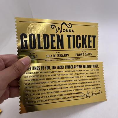 Bilet de Aur Wonka Fabrica de Ciocolată Charlie Card de Plastic Folie Aurie Colecție de Artă Cadou Memorial