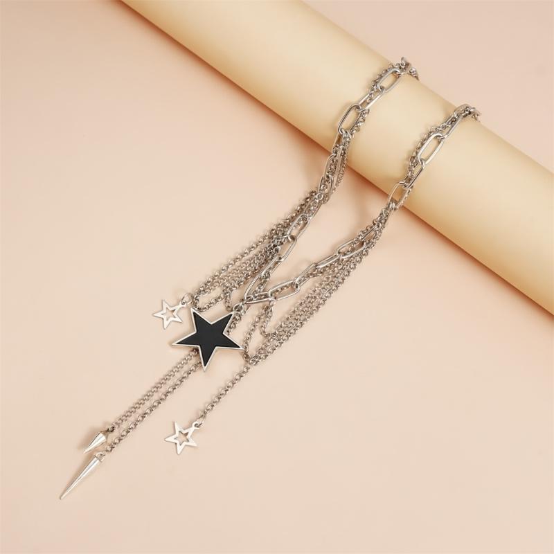 Fashion Forward Hollow Star Necklace Versatile Layering Jewelry For Women Lightweight Alloy Daily Wear Accessory