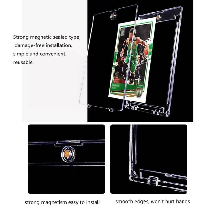 5 Transparent Acrylic Trading Card Sleeves With Magnetic Snap And Included Slot Ideal For 35PT Sports Memorabilia