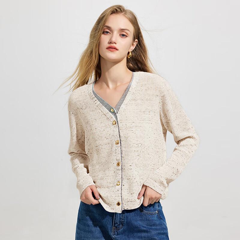 

Женский кардиган Tatu свободного кроя с V-образным вырезом и цветными блоками One Size