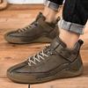 Autumn and Winter New Leather Boots Men's Casual Shoes Fleece Warm Snow Boots Men's High-top Martin Boots Hand-sewn Tooling Shoes