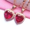 Exquisite Russian 585 Purple Gold Red Love Pendant Inlaid Peach Heart Pendant Rose Gold Plated Heart Necklace