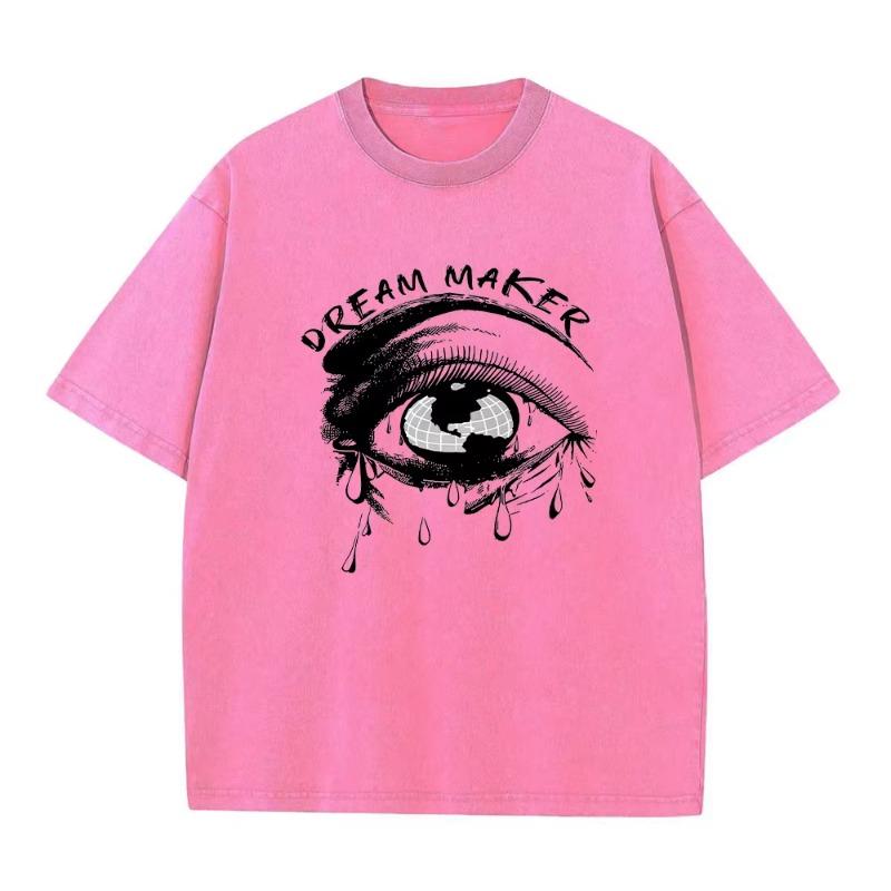 Herrenmode Bedrucktes Retro Gewaschenes T-Shirt 2026 Neue Ankunft Bedruckter Rundhals Kurzarm Sommerurlaub Reise Lässiges Oberteil