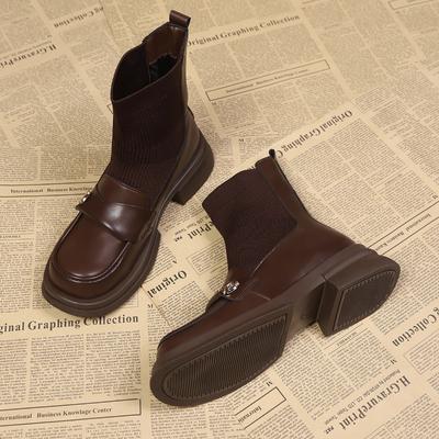 Flower Women's Ankle Boots Flats Fashion Casual Shoes  Walking Goth Trend Chelsea Boots Winter Comfort Dress Mujer De Botas