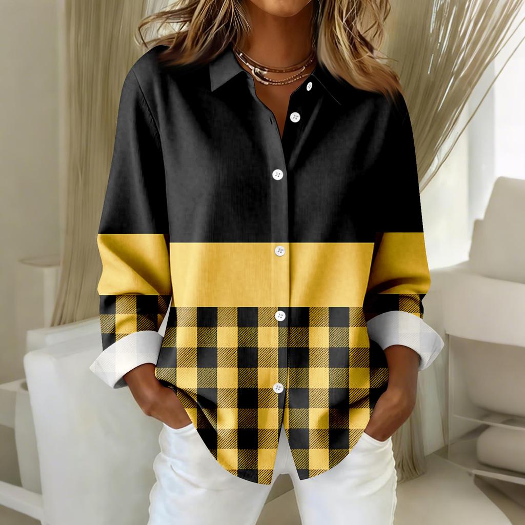 Women's Shirt Blouse Print Button Long Sleeve Casual Basic Shirt Collar Regular Top