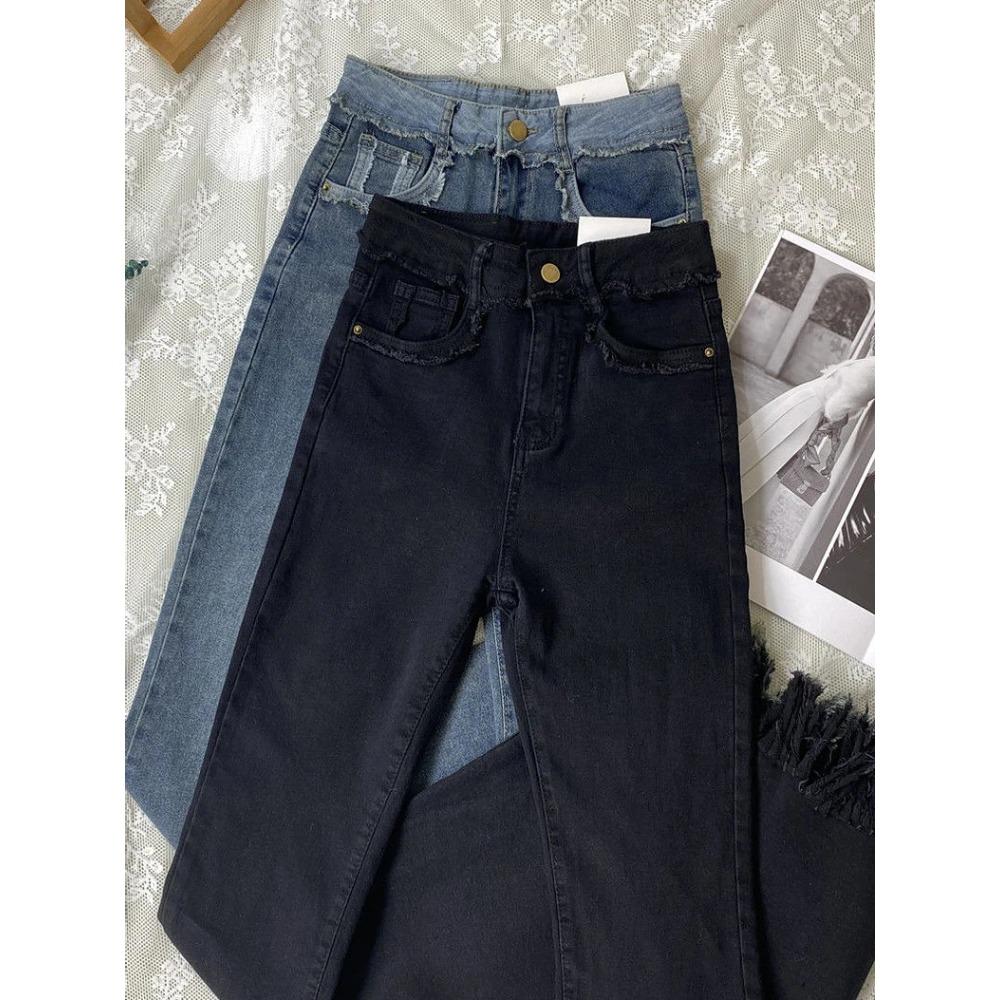 Blugi evazați femei cu ciucuri Skinny Empire Hot Sexy All-metch Chic Toamna Primăvară Stil american Streetwear Femei Sale Design