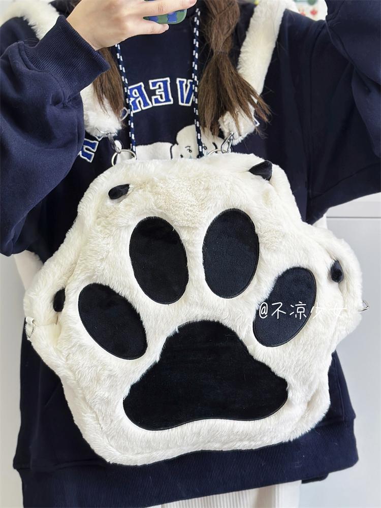 

Harajuku Cat s Paw Cute Y2k Backpacks Women Kwaii Soft Chic Lolita White School Backpack Female Vintage Plush Mochilas Aestethic белый