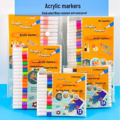 Sada akrylových fixů: 12-60 barev pro výtvarné umění, deníkování, DIY a čmárání – štětcové fixy na vodní bázi.