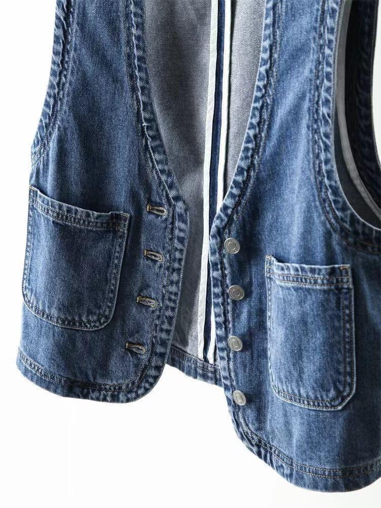 Women's Hong Kong Style Retro Loose Denim Vest - Short, Sleeveless, Casual Korean Fashion