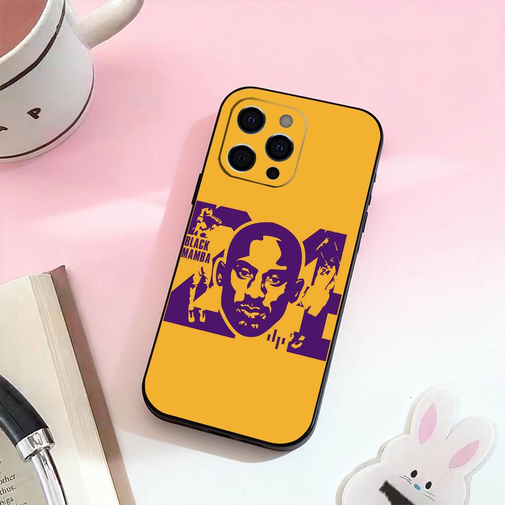 

K-Kobe B-Bryant 24 Phone Case For iPhone 17,16,15,14,13,12,11 Plus,Pro Max,Soft Silicone Black Cover iPhone16pro