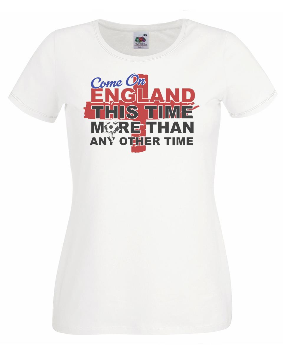 Unisexs Come On England St Georges Day Flag Football White Lady Fit TShirt 2XL