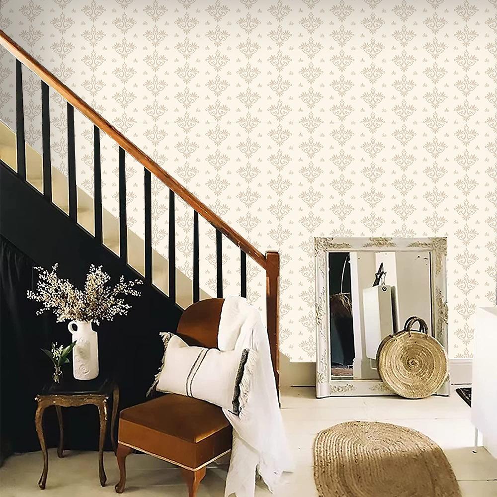 Victorian Damask Peel and Stick Wallpaper Vintage Contact Paper Boho Floral Contact Paper for Bedroom Living Room Accent Wall