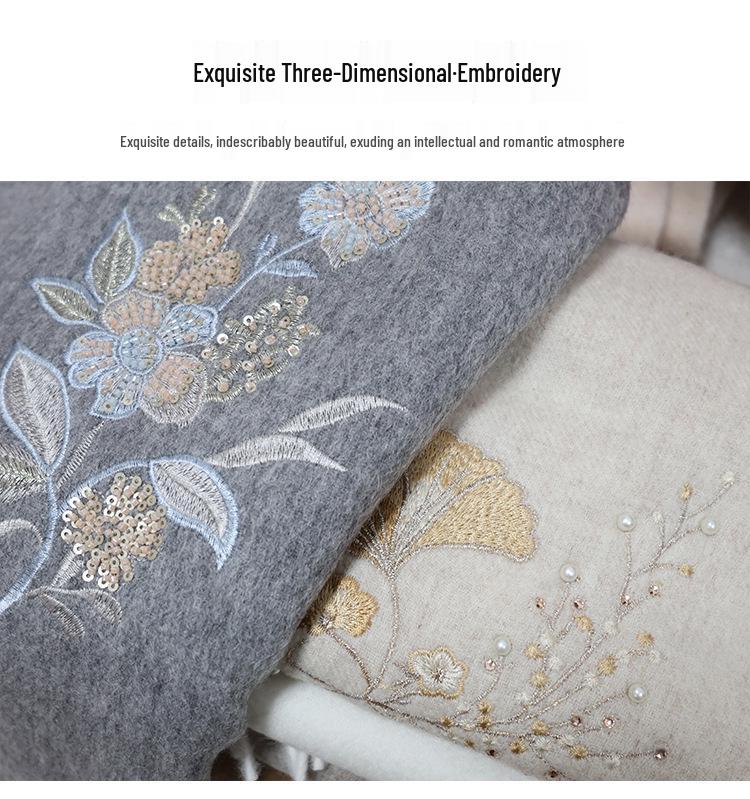 Jahr des Pferdes Merinowolle Bestickter Roter Schal - Warmer, Dicker Herbst/Winter Halswärmer & Schal Souvenir