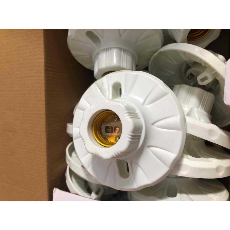 1PC Ceiling Lamp Holder Thickened Plastic E27 Lamp Holder Screw Lamp Port Plastic Compression-resistant Flat Lamp Holder Project