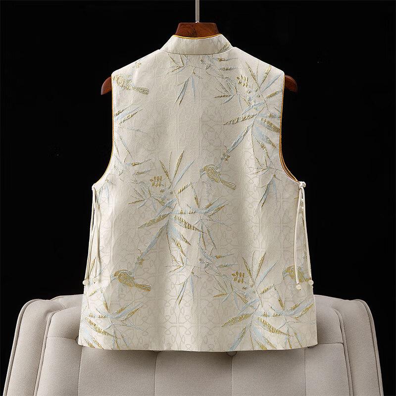 Women's New Chinese Style Jacquard Stand Collar Vest