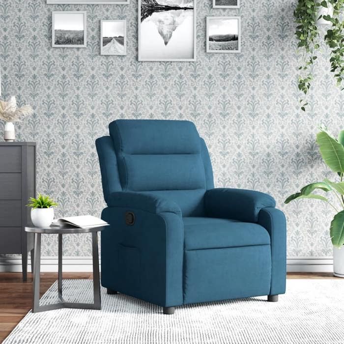 VidaXL Fauteuil Inclinable, Chaise avec Repose-pieds, Siège avec Dossier et Accoudoirs Salon Salle de Séjour, Moderne, Bleu 373510