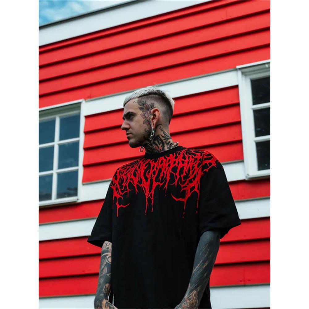 Camiseta de Moda para Hombre Tendencia Estilo Gótico Camiseta para Mujer Verano Impresión 3D Casual Cuello Redondo Manga Corta Camisetas Top