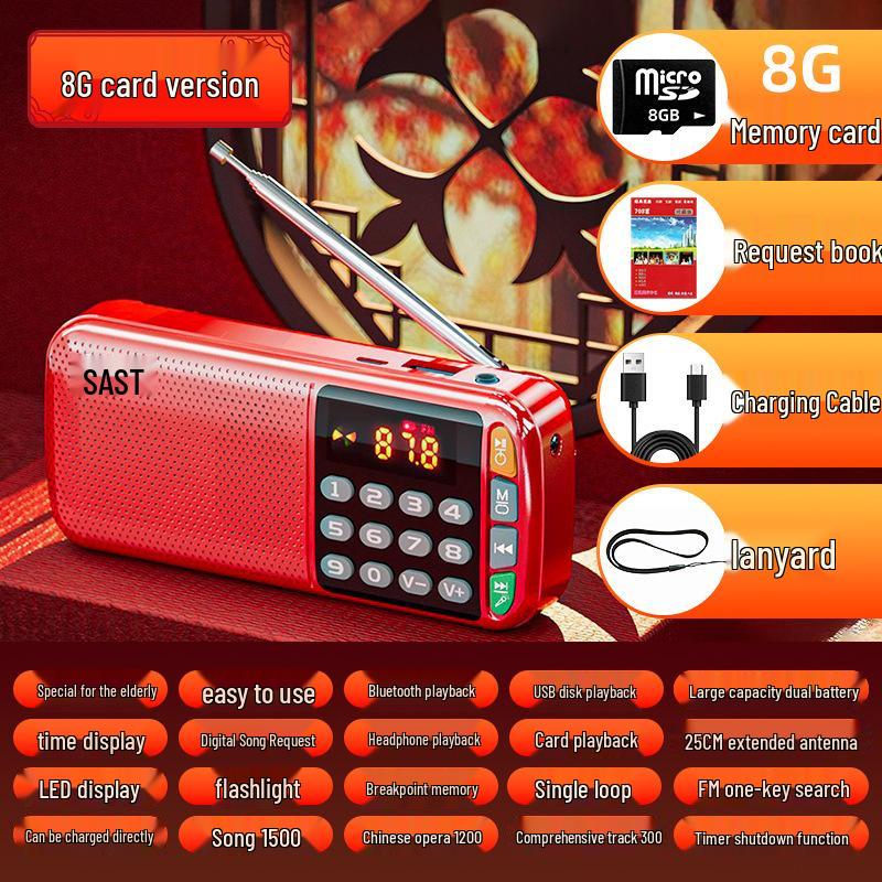 Xianke 2025 Portable Rechargeable Radio & Speaker for Seniors