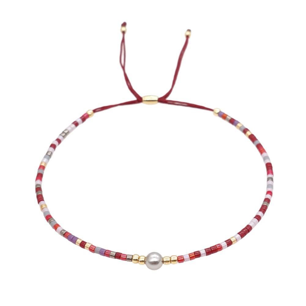 Trendy Deep Blue & Gold Rice Bead Pearl Hand Bracelet: Niche Design Women's Fashion Accessory