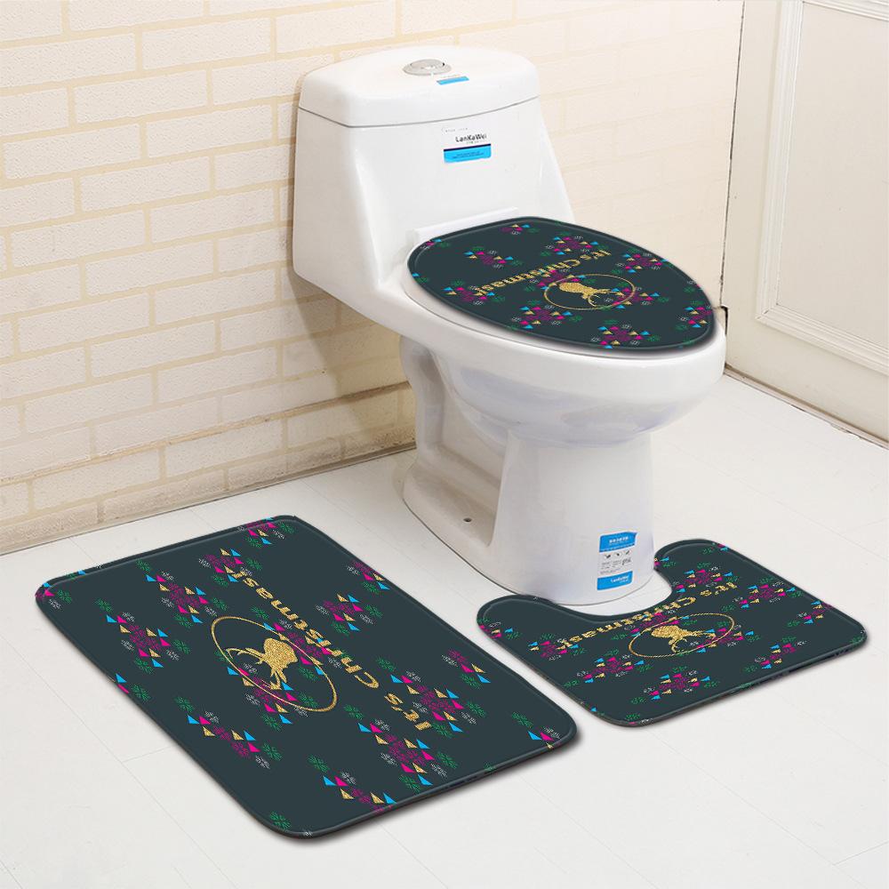 Christmas Bathroom Floor Mat Toilet Three-Piece Set