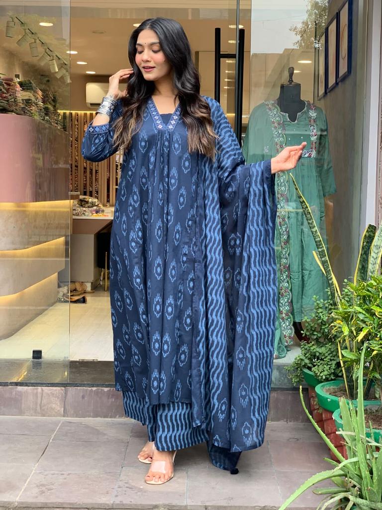 Indyjski projektant kobiet Kurta Spodnie Dupatta Zestaw Bollywood Top Tunika Salwar Suit Kurti Sukienka